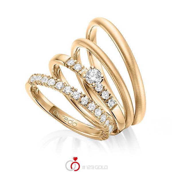 Set in Roségold 750 halbausgefasst mit zus. 0,59 ct. Brillant tw, si von acredo - A-1416-18 Set in Roségold 750 halbausgefasst mit zus. 0,59 ct. Brillant tw, si von acredo - A-1416-18