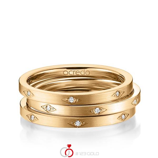 Set in roségoud 18 kt. met in totaal 0,105 ct. Briljant tw/si van acredo - A-1446-11 Set in roségoud 18 kt. met in totaal 0,105 ct. Briljant tw/si van acredo - A-1446-11