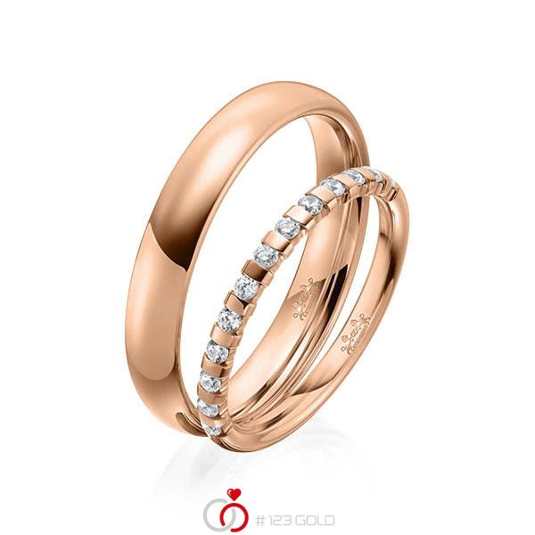 Set in Rotgold 585 halbausgefasst mit zus. 0,26 ct. Brillant tw, si von Steinberg - Q-1615-3 Set in Rotgold 585 halbausgefasst mit zus. 0,26 ct. Brillant tw, si von Steinberg - Q-1615-3