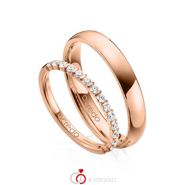 Set in Rotgold 585 halbausgefasst mit zus. 0,39 ct. Brillant tw, vs von acredo - A-1365-9 Set in Rotgold 585 halbausgefasst mit zus. 0,39 ct. Brillant tw, vs von acredo - A-1365-9