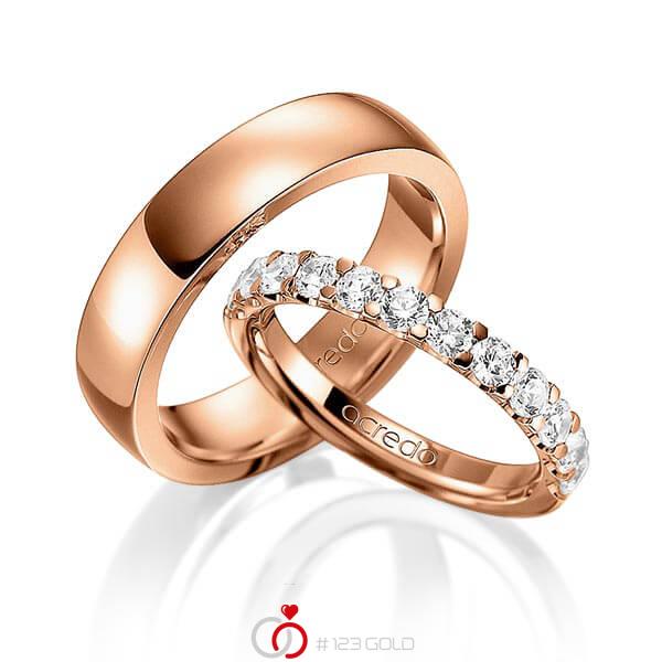 Set in Rotgold 585 halbausgefasst mit zus. 1,08 ct. Brillant tw, vs von acredo - A-1576-4 Set in Rotgold 585 halbausgefasst mit zus. 1,08 ct. Brillant tw, vs von acredo - A-1576-4