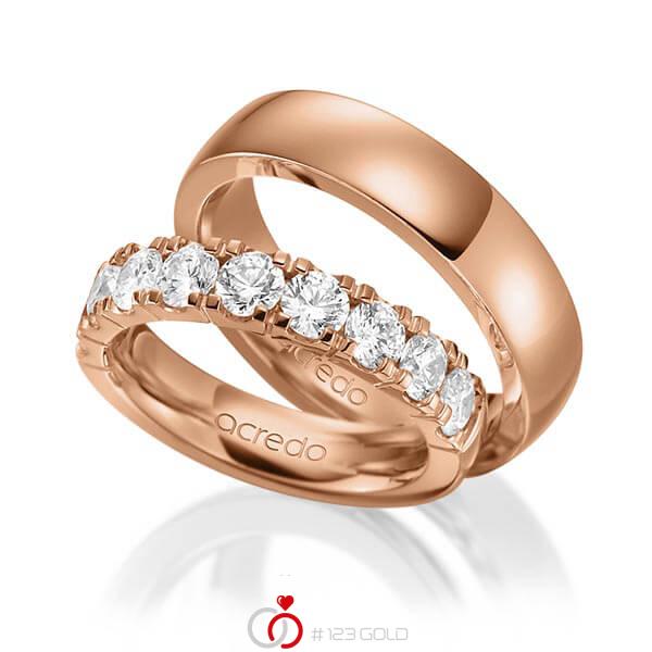 Set in Rotgold 585 halbausgefasst mit zus. 1,35 ct. Brillant tw, vs von acredo - A-1583-4 Set in Rotgold 585 halbausgefasst mit zus. 1,35 ct. Brillant tw, vs von acredo - A-1583-4