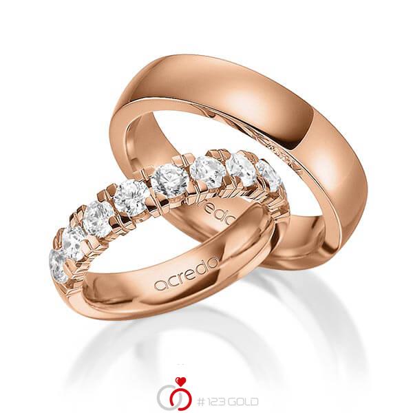 Set in Rotgold 585 halbausgefasst mit zus. 1,8 ct. Brillant tw, vs von acredo - A-1585-4 Set in Rotgold 585 halbausgefasst mit zus. 1,8 ct. Brillant tw, vs von acredo - A-1585-4