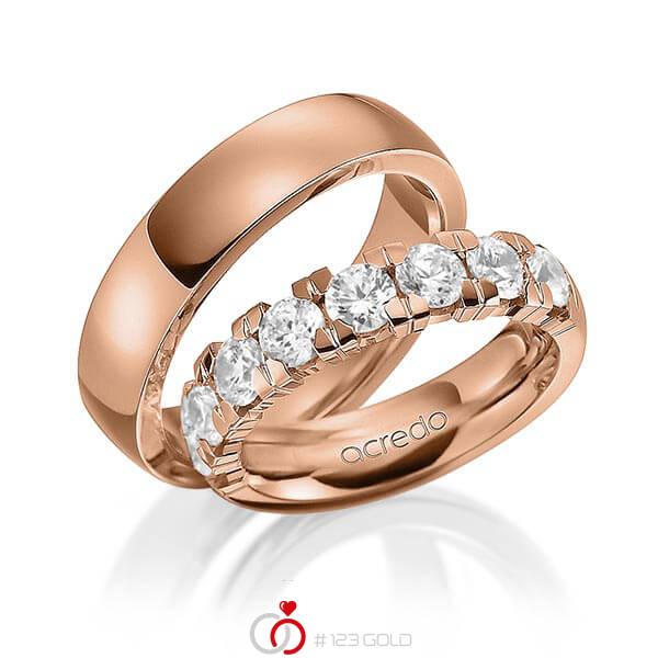 Set in Rotgold 585 halbausgefasst mit zus. 2 ct. Brillant tw, vs von acredo - A-1586-4 Set in Rotgold 585 halbausgefasst mit zus. 2 ct. Brillant tw, vs von acredo - A-1586-4