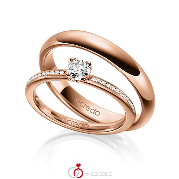 Set in Rotgold 585 mit 0,3 ct. + zus. 0,13 ct. Brillant tw, si von acredo - A-1601-4 Set in Rotgold 585 mit 0,3 ct. + zus. 0,13 ct. Brillant tw, si von acredo - A-1601-4