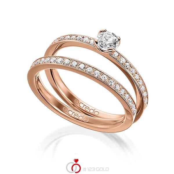 Set in Rotgold 585 mit 0,3 ct. + zus. 0,42 ct. Brillant tw, si von acredo - A-1600-4 Set in Rotgold 585 mit 0,3 ct. + zus. 0,42 ct. Brillant tw, si von acredo - A-1600-4