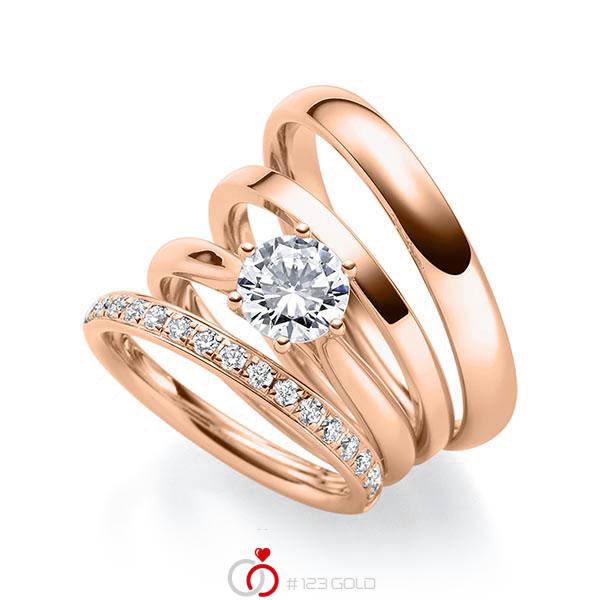 Set in Rotgold 585 mit 0,4 ct. + zus. 0,26 ct. Brillant tw, si von Steinberg - Q-1579-3 Set in Rotgold 585 mit 0,4 ct. + zus. 0,26 ct. Brillant tw, si von Steinberg - Q-1579-3
