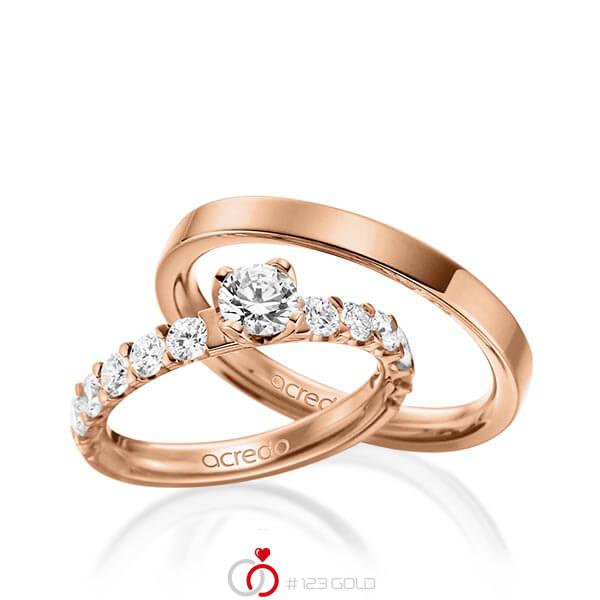 Set in Rotgold 585 mit 0,5 ct. + zus. 1,08 ct. Brillant tw, si von acredo - A-1562-3 Set in Rotgold 585 mit 0,5 ct. + zus. 1,08 ct. Brillant tw, si von acredo - A-1562-3