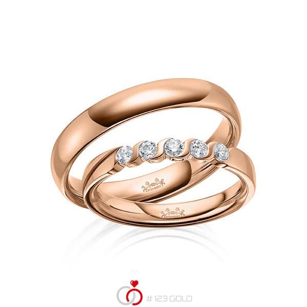 Set in Rotgold 585 mit zus. 0,25 ct. Brillant tw, si von Steinberg - Q-1619-3 Set in Rotgold 585 mit zus. 0,25 ct. Brillant tw, si von Steinberg - Q-1619-3