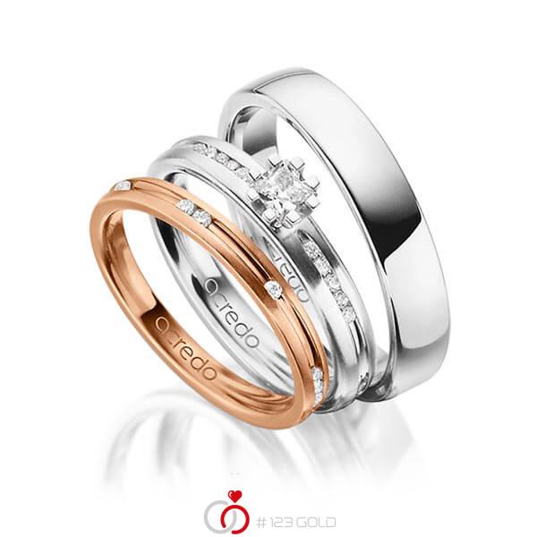 Set in Rotgold 585 mit zus. 0,47 ct. Brillant & Prinzess-Diamant tw, si von acredo - A-1429-1 Set in Rotgold 585 mit zus. 0,47 ct. Brillant & Prinzess-Diamant tw, si von acredo - A-1429-1