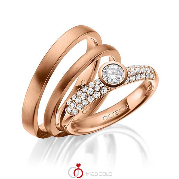 Set in Rotgold 585 mit zus. 0,61 ct. Brillant tw, si tw, vs von acredo - A-1424-5 Set in Rotgold 585 mit zus. 0,61 ct. Brillant tw, si tw, vs von acredo - A-1424-5