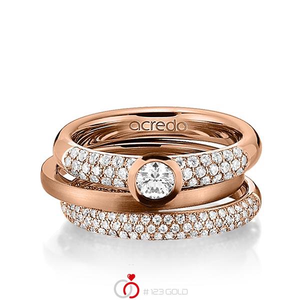 Set in Rotgold 585 mit zus. 0,99 ct. Brillant tw, si tw, vs von acredo - A-1286-4 Set in Rotgold 585 mit zus. 0,99 ct. Brillant tw, si tw, vs von acredo - A-1286-4
