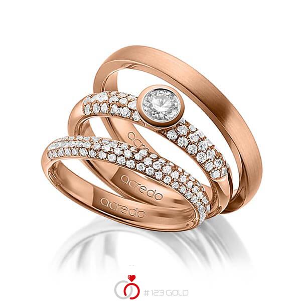 Set in Rotgold 585 mit zus. 0,99 ct. Brillant tw, si tw, vs von acredo - A-1425-5 Set in Rotgold 585 mit zus. 0,99 ct. Brillant tw, si tw, vs von acredo - A-1425-5