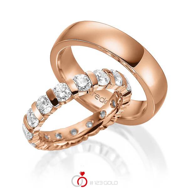 Set in Rotgold 585 vollausgefasst mit zus. 3,2 ct. Brillant tw, vs von acredo - A-1588-4 Set in Rotgold 585 vollausgefasst mit zus. 3,2 ct. Brillant tw, vs von acredo - A-1588-4