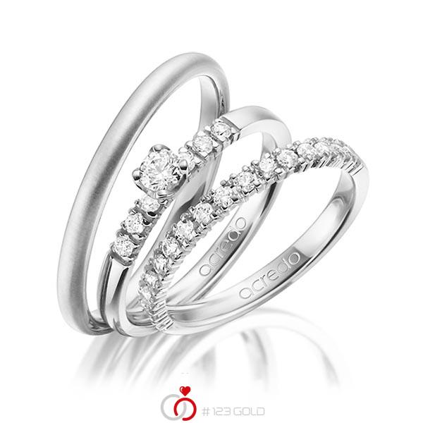 Set in Weißgold 585 halbausgefasst mit zus. 0,59 ct. Brillant tw, si von acredo - A-1431-4 Set in Weißgold 585 halbausgefasst mit zus. 0,59 ct. Brillant tw, si von acredo - A-1431-4