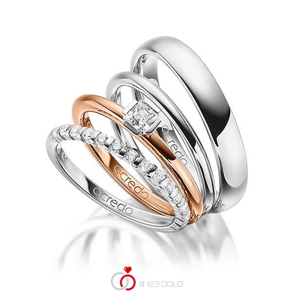 Set in Weißgold 585 halbausgefasst mit zus. 0,64 ct. Brillant & Prinzess-Diamant tw, vs tw, si von acredo - A-1412-1 Set in Weißgold 585 halbausgefasst mit zus. 0,64 ct. Brillant & Prinzess-Diamant tw, vs tw, si von acredo - A-1412-1