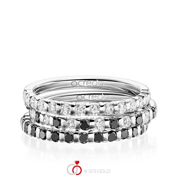 Set in Weissgold 585 halbausgefasst mit zus. 1,2 ct. Brillant tw, vs tw, si schwarz von acredo - A-1983-1 Set in Weissgold 585 halbausgefasst mit zus. 1,2 ct. Brillant tw, vs tw, si schwarz von acredo - A-1983-1