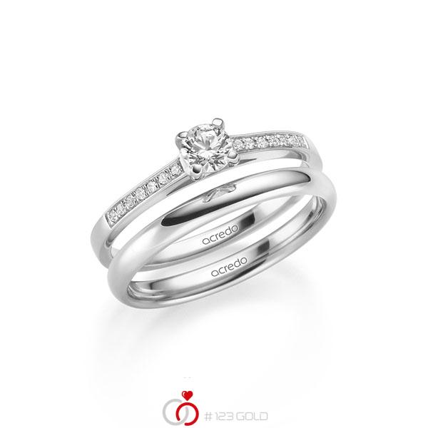 Set in Weißgold 585 mit 0,3 ct. + zus. 0,07 ct. Brillant tw, si von acredo - A-2152-1 Set in Weißgold 585 mit 0,3 ct. + zus. 0,07 ct. Brillant tw, si von acredo - A-2152-1