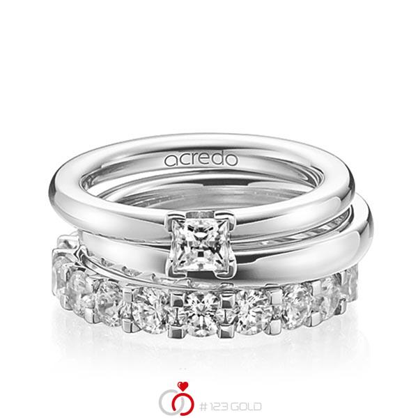 Set in Weissgold 585 mit 0,4 ct. + zus. 2,31 ct. Prinzess-Diamant & Brillant tw, vs von acredo - A-1230-1 Set in Weissgold 585 mit 0,4 ct. + zus. 2,31 ct. Prinzess-Diamant & Brillant tw, vs von acredo - A-1230-1
