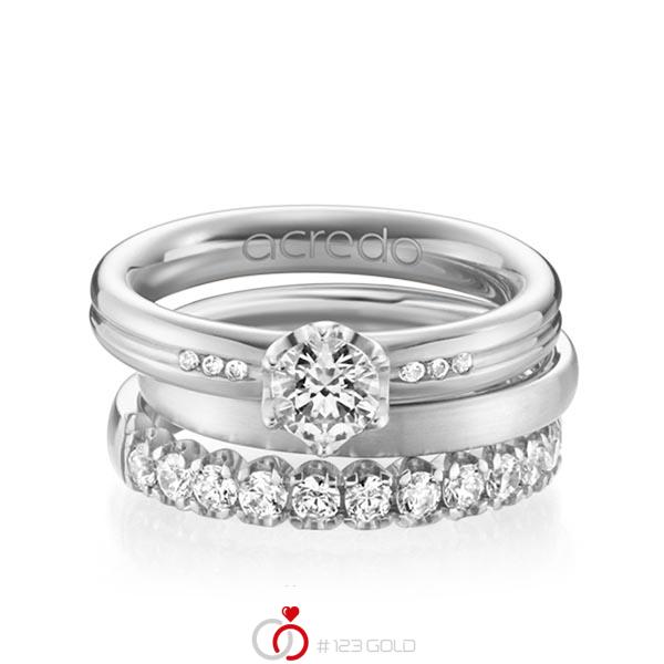 Set in Weißgold 585 mit 0,5 ct. + zus. 0,748 ct. Brillant tw, si tw, vs von acredo - A-1235-4 Set in Weißgold 585 mit 0,5 ct. + zus. 0,748 ct. Brillant tw, si tw, vs von acredo - A-1235-4