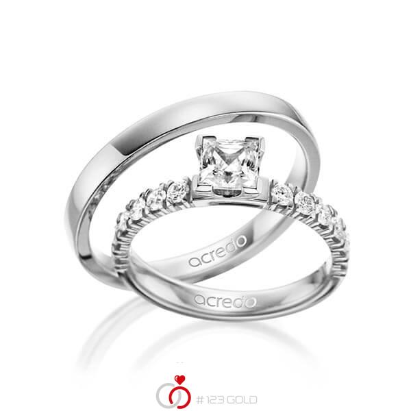 Set in Weissgold 585 mit 0,7 ct. + zus. 0,48 ct. Prinzess-Diamant tw, vs tw, si von acredo - A-1563-4 Set in Weissgold 585 mit 0,7 ct. + zus. 0,48 ct. Prinzess-Diamant tw, vs tw, si von acredo - A-1563-4