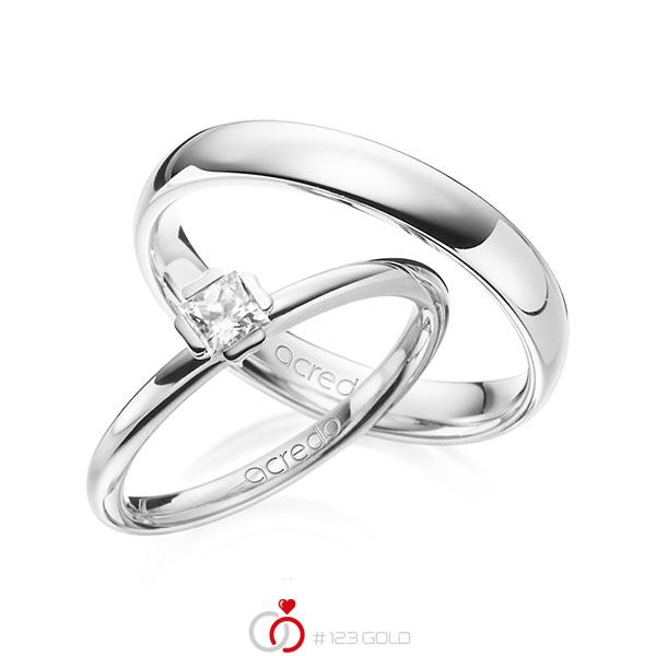 Set in Weissgold 585 mit zus. 0,25 ct. Prinzess-Diamant tw, si von acredo - A-1361-4 Set in Weissgold 585 mit zus. 0,25 ct. Prinzess-Diamant tw, si von acredo - A-1361-4
