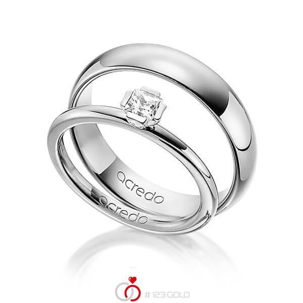 Set in Weissgold 585 mit zus. 0,25 ct. Prinzess-Diamant tw, si von acredo - A-1364-4 Set in Weissgold 585 mit zus. 0,25 ct. Prinzess-Diamant tw, si von acredo - A-1364-4
