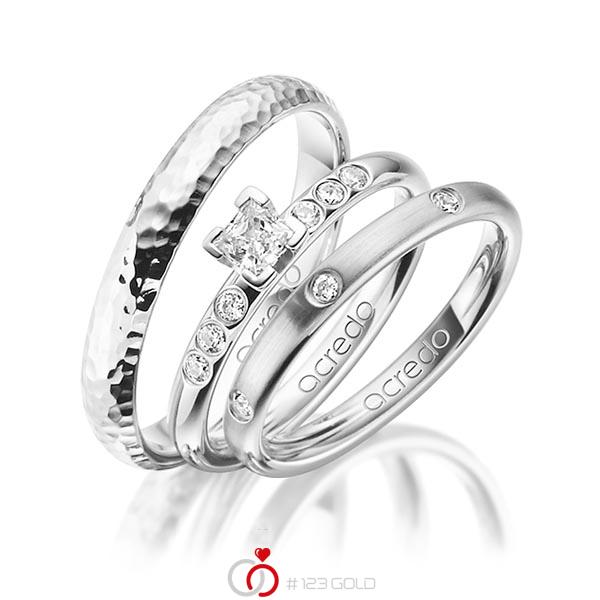 Set in Weißgold 585 mit zus. 0,46 ct. Brillant & Prinzess-Diamant tw, si tw, vs von acredo - A-1421-4 Set in Weißgold 585 mit zus. 0,46 ct. Brillant & Prinzess-Diamant tw, si tw, vs von acredo - A-1421-4