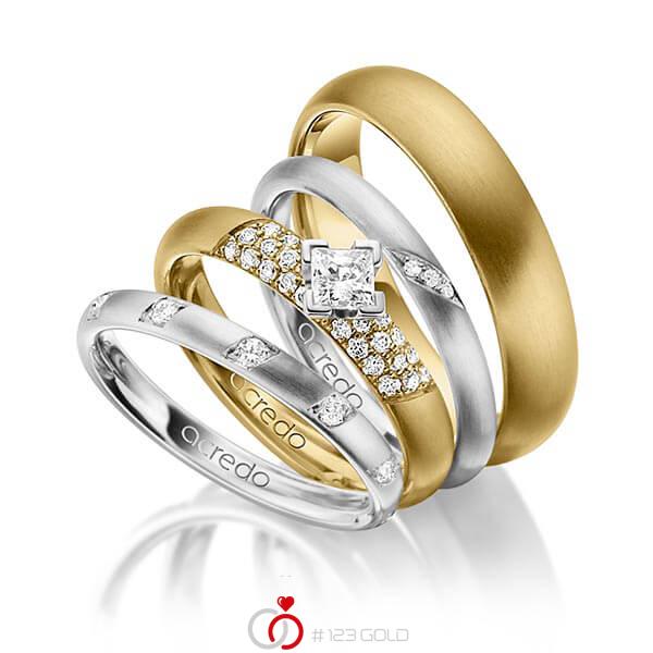 Set in Weißgold 585 mit zus. 0,755 ct. Brillant & Prinzess-Diamant tw, si von acredo - A-1413-1 Set in Weißgold 585 mit zus. 0,755 ct. Brillant & Prinzess-Diamant tw, si von acredo - A-1413-1