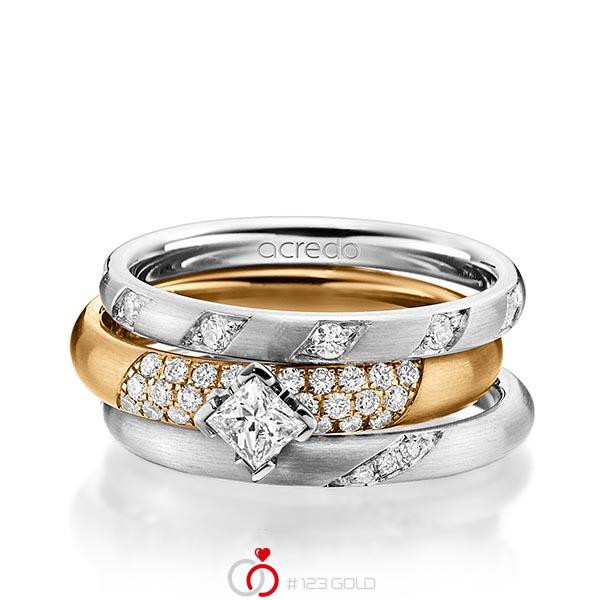 Set in Weißgold 585 mit zus. 0,755 ct. Brillant & Prinzess-Diamant tw, si von acredo - A-1437-1 Set in Weißgold 585 mit zus. 0,755 ct. Brillant & Prinzess-Diamant tw, si von acredo - A-1437-1