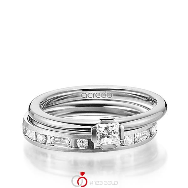 Set in Weißgold 585 mit zus. 1,015 ct. Prinzess-Diamant & Brillant & Baguette-Diamant tw, si tw, vs von acredo - A-1458-4 Set in Weißgold 585 mit zus. 1,015 ct. Prinzess-Diamant & Brillant & Baguette-Diamant tw, si tw, vs von acredo - A-1458-4