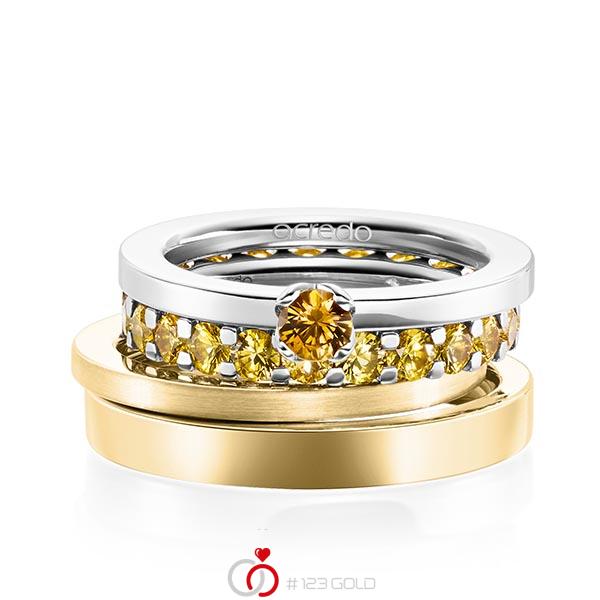 Set in Weissgold 585 mit zus. 2,32 ct. Brillant Saphir Gelb (A 8) von acredo - A-1986-1 Set in Weissgold 585 mit zus. 2,32 ct. Brillant Saphir Gelb (A 8) von acredo - A-1986-1