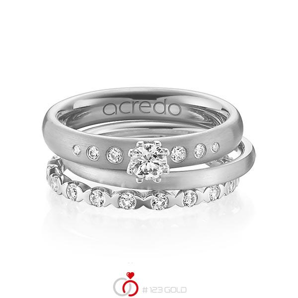 Set in Weissgold 750 mit zus. 0,916 ct. Brillant tw, si tw, vs von acredo - A-1231-15 Set in Weissgold 750 mit zus. 0,916 ct. Brillant tw, si tw, vs von acredo - A-1231-15