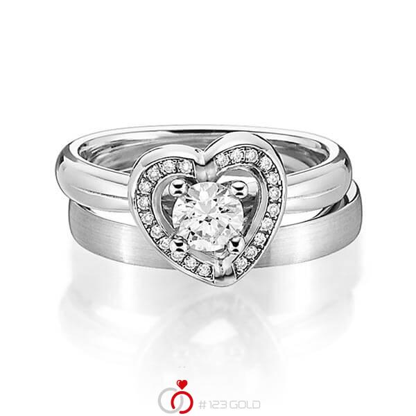 Set in witgoud 14 kt. met 0,4 ct. 22 stenen, samen 0,11ct. Briljant tw/si van acredo - A-1455-1 Set in witgoud 14 kt. met 0,4 ct. 22 stenen, samen 0,11ct. Briljant tw/si van acredo - A-1455-1