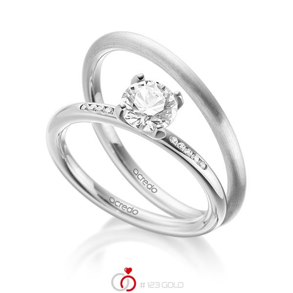 Set in witgoud 14 kt. met 0,7 ct. + in totaal 0,05 ct. Briljant tw/si van acredo - A-1935-1 Set in witgoud 14 kt. met 0,7 ct. + in totaal 0,05 ct. Briljant tw/si van acredo - A-1935-1