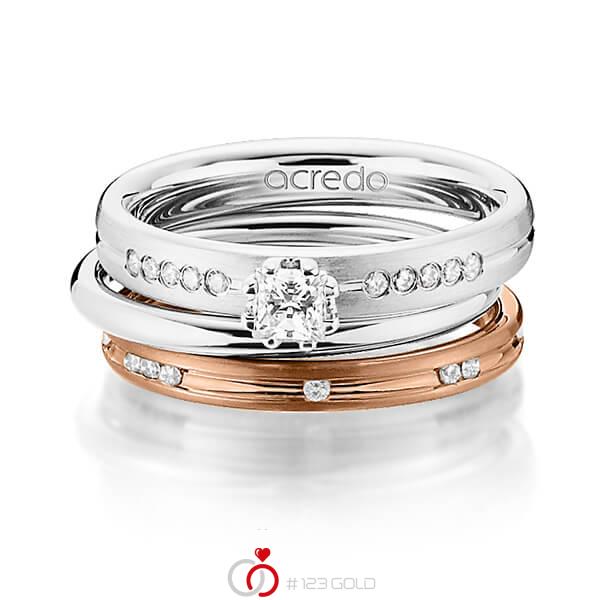 Set in witgoud 14 kt. met in totaal 0,47 ct. Princess-Diamant & Briljant tw/si van acredo - A-1438-1 Set in witgoud 14 kt. met in totaal 0,47 ct. Princess-Diamant & Briljant tw/si van acredo - A-1438-1