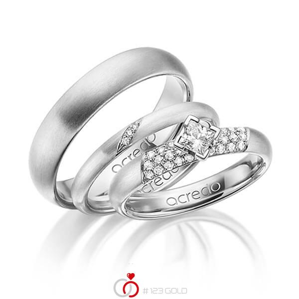 Set in witgoud 14 kt. met in totaal 0,535 ct. Briljant & Princess-Diamant tw/si van acredo - A-1426-7 Set in witgoud 14 kt. met in totaal 0,535 ct. Briljant & Princess-Diamant tw/si van acredo - A-1426-7