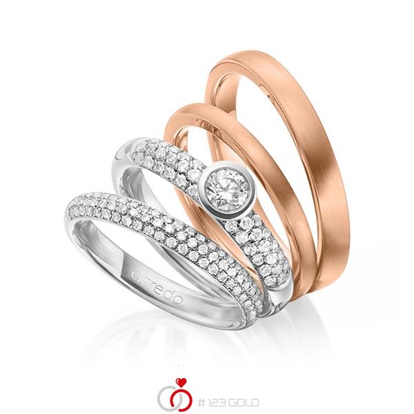 Set in witgoud 14 kt. met in totaal 0,99 ct. Briljant & Briljanten tw/si tw,vs van acredo - A-1415-1 Set in witgoud 14 kt. met in totaal 0,99 ct. Briljant & Briljanten tw/si tw,vs van acredo - A-1415-1