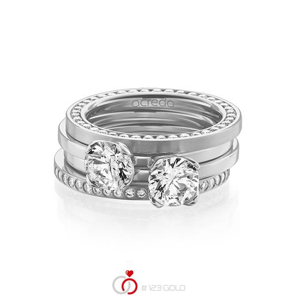 Set in witgoud 18 kt. volledig gezet met 1 ct. + in totaal 1,055 ct. Briljant & Briljanten tw/si tw,vs van acredo - A-1225-12 Set in witgoud 18 kt. volledig gezet met 1 ct. + in totaal 1,055 ct. Briljant & Briljanten tw/si tw,vs van acredo - A-1225-12