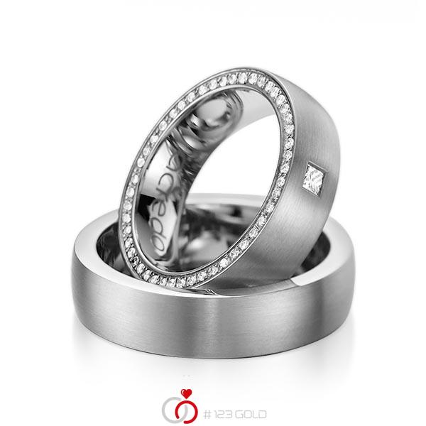 Set klassieke Memoire-trouwringen in dark grey gold 14 kt. volledig gezet met in totaal 0,355 ct. Princess-Diamant & Briljant tw,vs tw/si van acredo - A-1071-2 Set klassieke Memoire-trouwringen in dark grey gold 14 kt. volledig gezet met in totaal 0,355 ct. Princess-Diamant & Briljant tw,vs tw/si van acredo - A-1071-2
