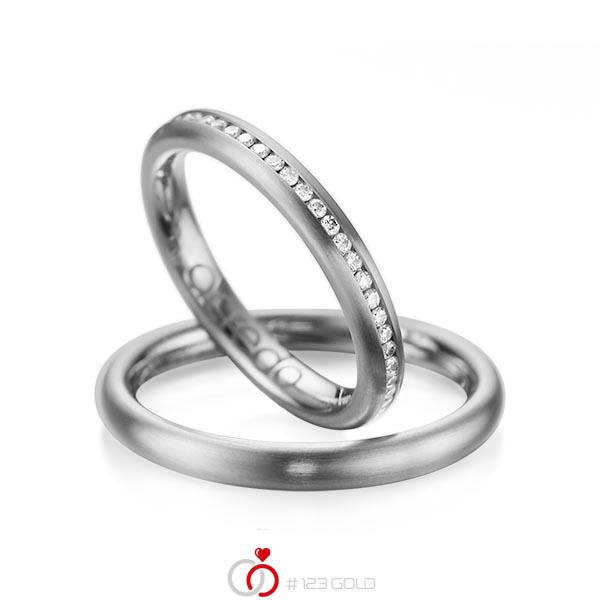 Set klassieke Memoire-trouwringen in dark grey gold 14 kt. volledig gezet met in totaal 0,48 ct. Briljant tw/si van acredo - A-1074-4 Set klassieke Memoire-trouwringen in dark grey gold 14 kt. volledig gezet met in totaal 0,48 ct. Briljant tw/si van acredo - A-1074-4