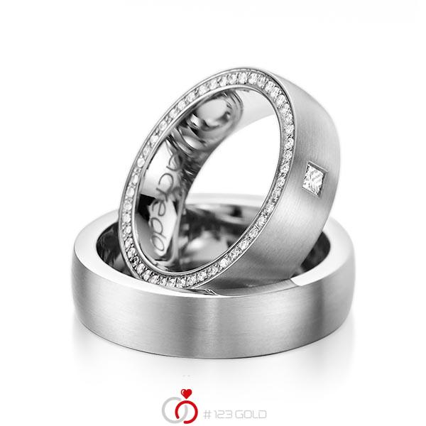 Set klassieke Memoire-trouwringen in grijsgoud 14 kt. volledig gezet met in totaal 0,355 ct. Princess-Diamant & Briljant tw,vs tw/si van acredo - A-1071-4 Set klassieke Memoire-trouwringen in grijsgoud 14 kt. volledig gezet met in totaal 0,355 ct. Princess-Diamant & Briljant tw,vs tw/si van acredo - A-1071-4