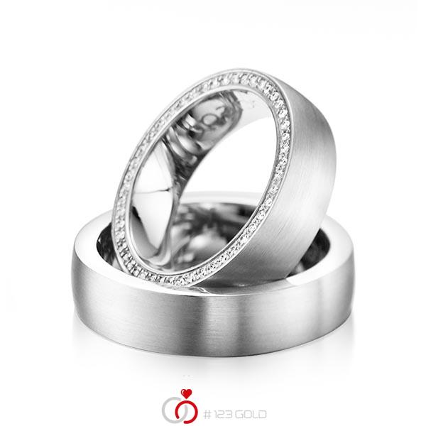 Set klassieke Memoire-trouwringen in witgoud 14 kt. volledig gezet met in totaal 0,255 ct. Briljant tw/si van acredo - A-1072-1 Set klassieke Memoire-trouwringen in witgoud 14 kt. volledig gezet met in totaal 0,255 ct. Briljant tw/si van acredo - A-1072-1