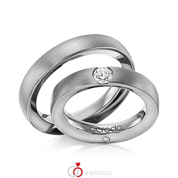 Set klassieke trouwringen in dark grey gold 14 kt. met 0,3 ct. + in totaal 0,03 ct. Briljant tw/si van acredo - A-1101-4 Set klassieke trouwringen in dark grey gold 14 kt. met 0,3 ct. + in totaal 0,03 ct. Briljant tw/si van acredo - A-1101-4