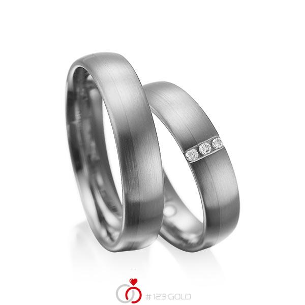 Set klassieke trouwringen in dark grey gold 14 kt. met in totaal 0,045 ct. Briljant tw/si van acredo - A-1010-10 Set klassieke trouwringen in dark grey gold 14 kt. met in totaal 0,045 ct. Briljant tw/si van acredo - A-1010-10