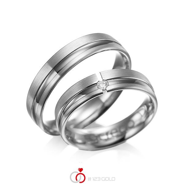 Set Klassieke trouwringen in dark grey gold 14 kt. met in totaal 0,04 ct. Briljant tw/si van acredo - A-1047-5 Set Klassieke trouwringen in dark grey gold 14 kt. met in totaal 0,04 ct. Briljant tw/si van acredo - A-1047-5