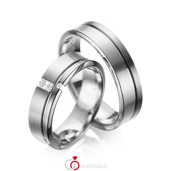 Set Klassieke trouwringen in dark grey gold 14 kt. met in totaal 0,05 ct. Briljant tw/si van acredo - A-1088-5 Set Klassieke trouwringen in dark grey gold 14 kt. met in totaal 0,05 ct. Briljant tw/si van acredo - A-1088-5
