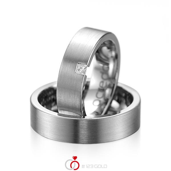 Set klassieke trouwringen in dark grey gold 14 kt. met in totaal 0,05 ct. Princess-Diamant tw/si van acredo - A-1075-5 Set klassieke trouwringen in dark grey gold 14 kt. met in totaal 0,05 ct. Princess-Diamant tw/si van acredo - A-1075-5