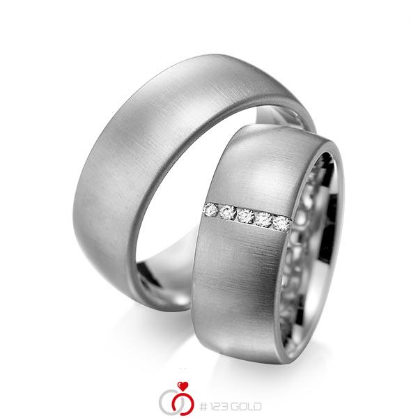 Set klassieke trouwringen in dark grey gold 14 kt. met in totaal 0,075 ct. Briljant tw/si van acredo - A-1092-5 Set klassieke trouwringen in dark grey gold 14 kt. met in totaal 0,075 ct. Briljant tw/si van acredo - A-1092-5