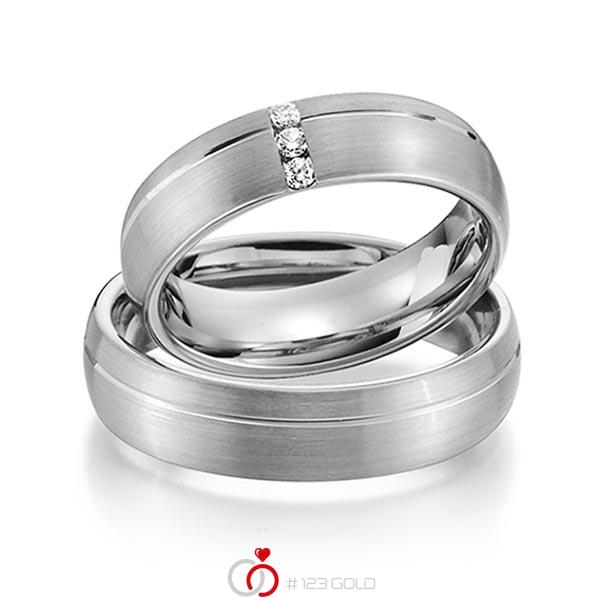 Set Klassieke trouwringen in dark grey gold 14 kt. met in totaal 0,075 ct. Briljant tw/si van Steinberg - Q-1338-14 Set Klassieke trouwringen in dark grey gold 14 kt. met in totaal 0,075 ct. Briljant tw/si van Steinberg - Q-1338-14